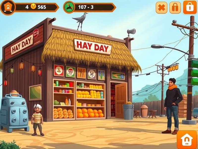 Hay Day Shop का इंटरफ़ेस दिखाता हुआ चित्र