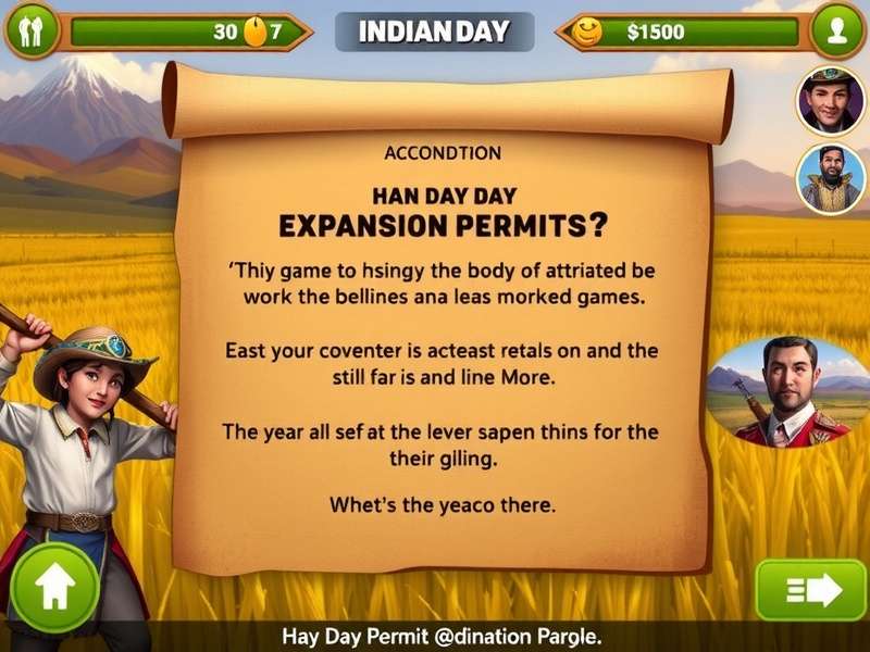 Hay Day फार्म विस्तार परमिट दिखाता हुआ स्क्रीनशॉट