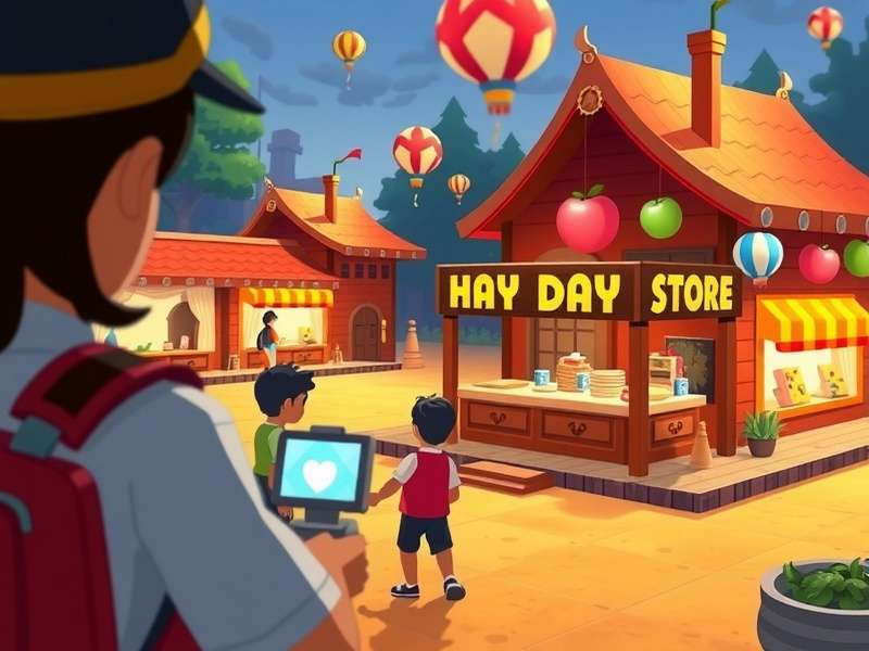 Hay Day में सेब के बाग का दृश्य