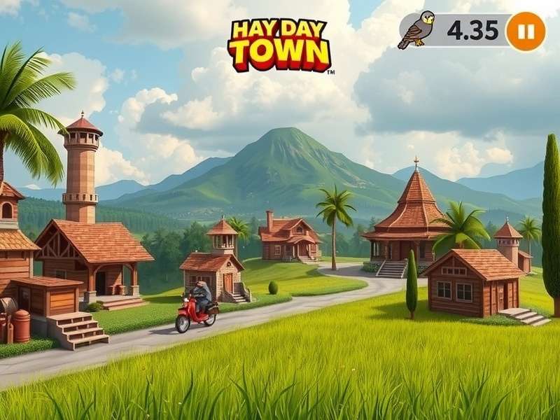 Hay Day गेम में शहर का दृश्य
