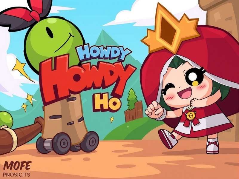 A vibrant Hay Day farm landscape with crops, animals, and the iconic greeting bubble 'Howdy Ho!'