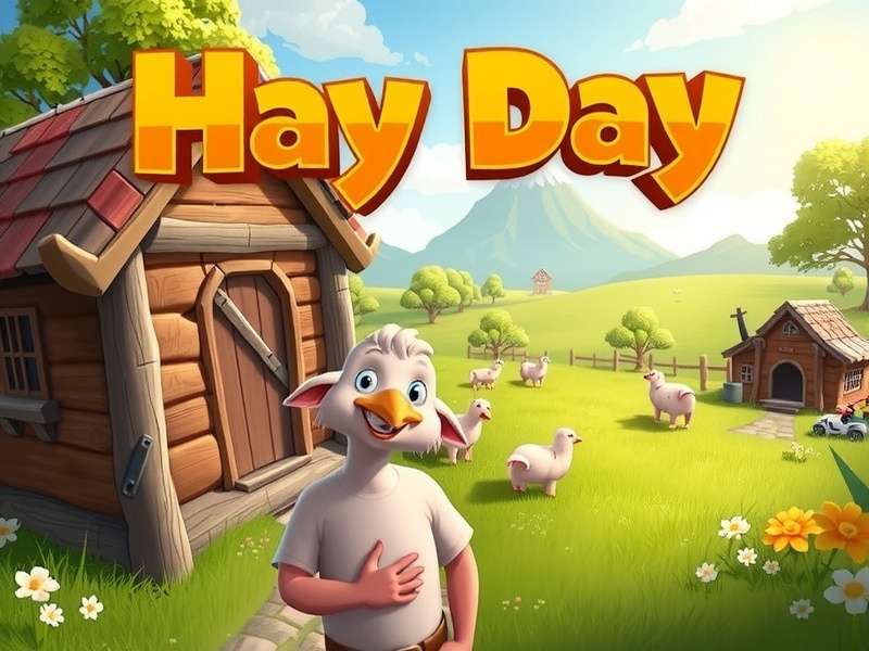 Vibrant farm landscape with crops and barn, representing Hay Day gameplay on PC