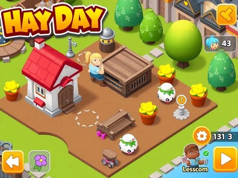 Vibrant Hay Day farming landscape with crops and animals