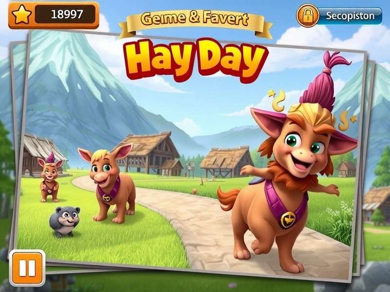 Hay Day farm landscape with golden wheat fields and a red barn