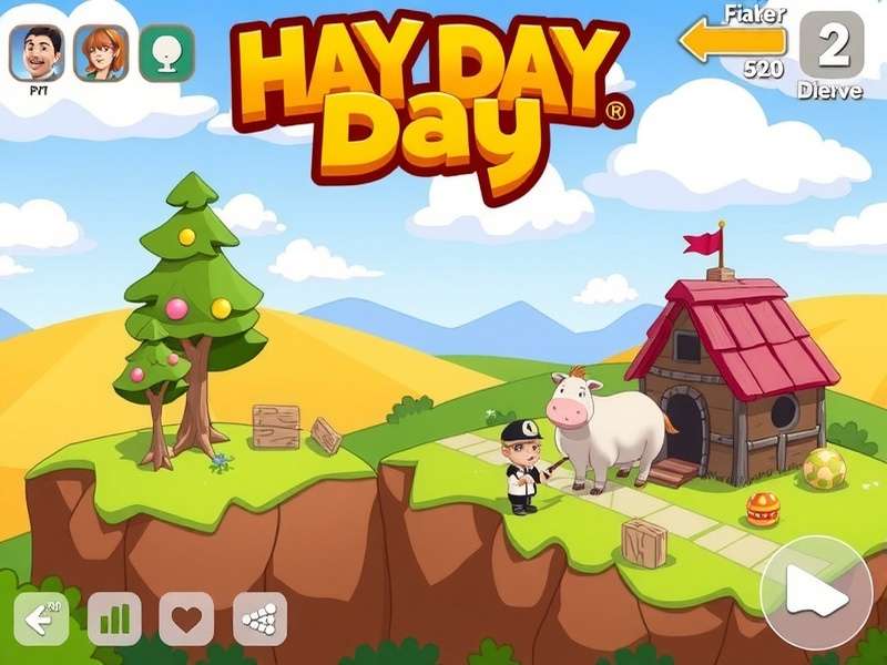 Hay Day farm design layout with colourful fields and decorations
