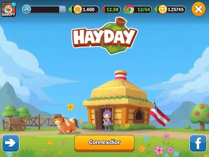 Hay Day farm screenshot showing Supercell ID connection interface on a mobile device