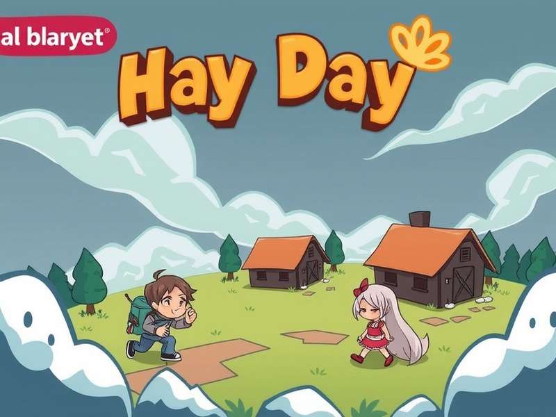 Hay Day Game Music – A vibrant farm landscape with musical notes floating over golden fields